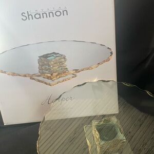 Godinger Harper Gold Edge Large Footed Cake Stand